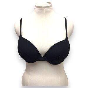 Vassarette Lace Front Padded Pushup Bra with Underwire, Black, size 38C